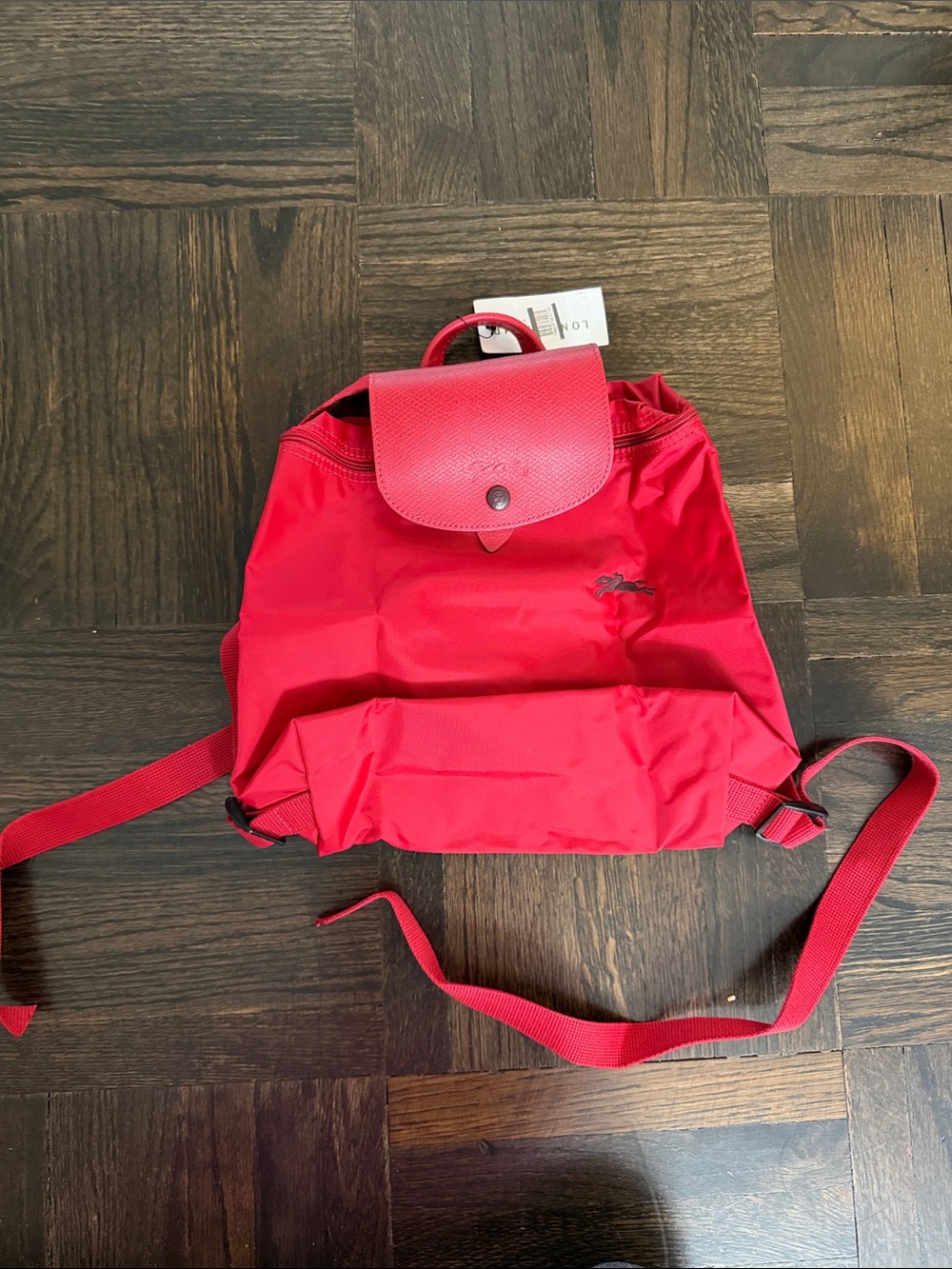 Authentic Brand NEW Longchamp Red Nylon Mini Backpack with Leather Flap
